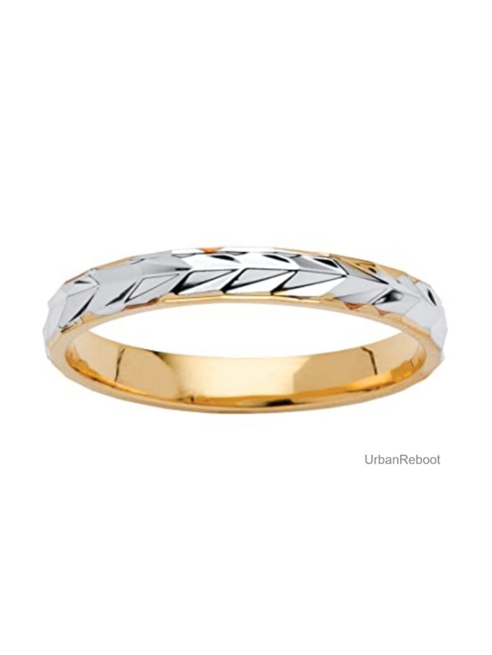 Yellow Gold-Plated Textured Wedding Band Ring 3mm Sizes 5-13